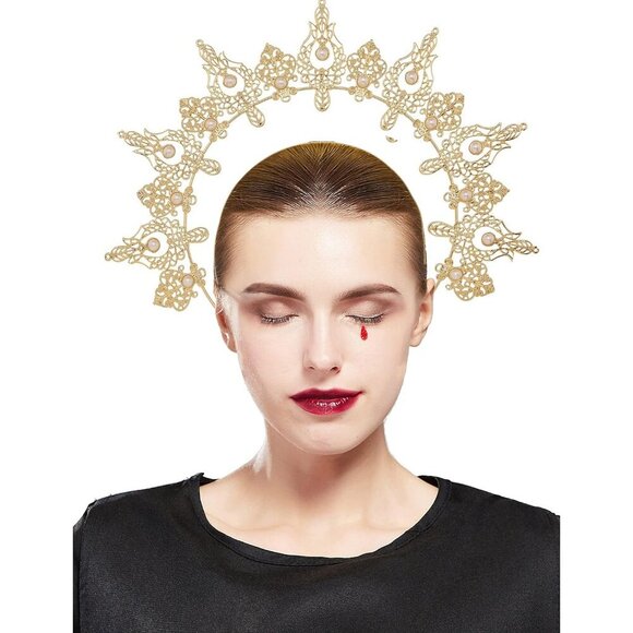 Women’s Gold Spiked Halo Crown Headband for Cosplay Halloween Party Accessory main image 7
